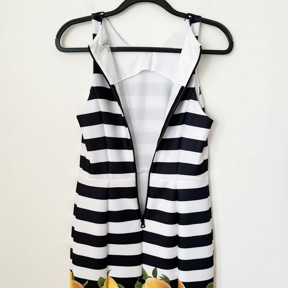 Milly for Design Nation Striped Lemon Print Sleeveless Sheath Dress Womens 6‎
